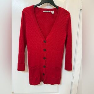 Eight Eight Eight Red Button-Up Women's Sweater V Neck. Size : Small/ Chica